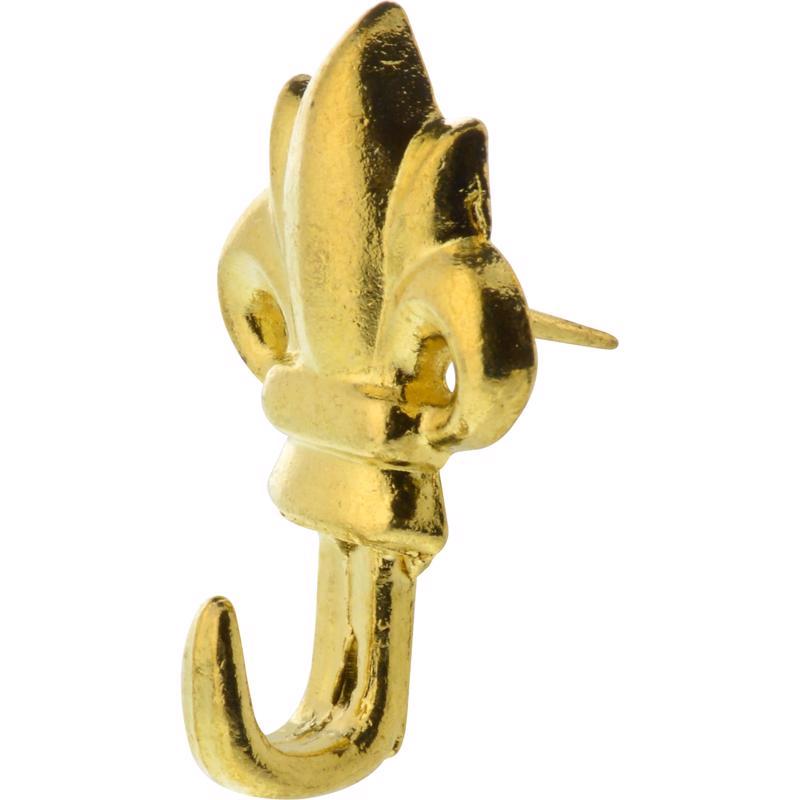 HILLMAN Brass-Plated Gold Push Pin Picture Hook 10 lb 3 pk, Pack of 10