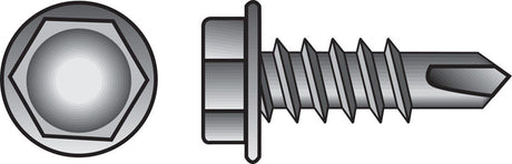HILLMAN No. 10 Ga. X 2 in. L Hex Hex Washer Head Sheet Metal Screws 100 pk
