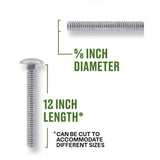 HILLMAN 5/8-11 in. X 12 in. L Hot Dipped Galvanized Steel Carriage Bolt 25 pk
