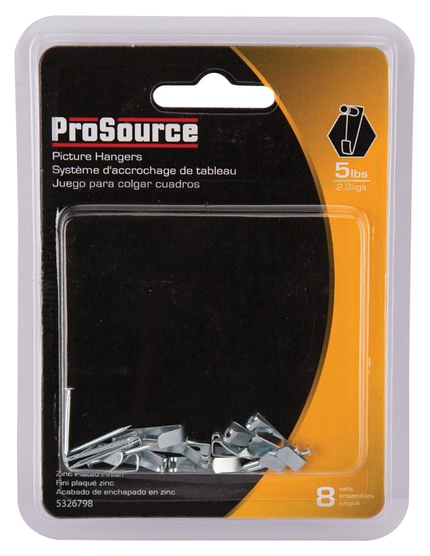 ProSource PH-121005-PS Picture Hanger, 5 lb, Steel, Zinc, Zinc, Nail-In Mounting