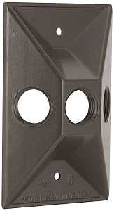 Hubbell 5189-2 Cluster Cover, 4-19/32 in L, 2-27/32 in W, Rectangular, Zinc, Bronze, Powder-Coated