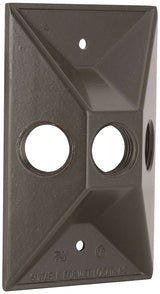Hubbell 5189-2 Cover, Cluster, Lampholder, 4-19/32 in L, 2-27/32 in W, Rectangular, 1-Gang, Zinc, Bronze, 20/CT