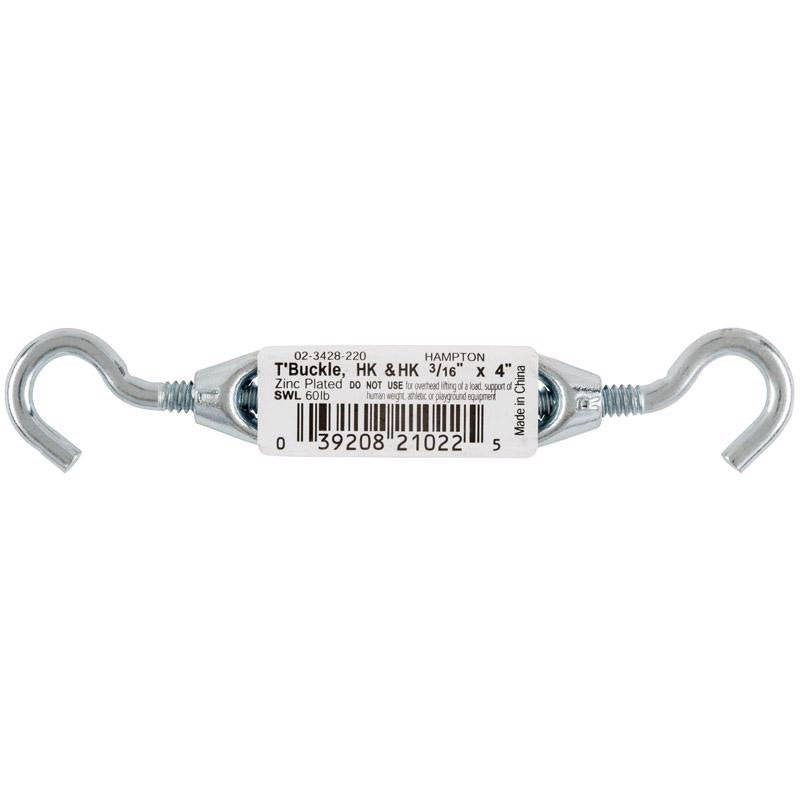 Hampton Zinc-Plated Aluminum/Steel Turnbuckle 60 lb 4.0 in. L, Pack of 10