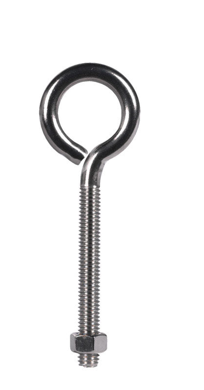 Hampton 3/8 in. X 5 in. L Stainless Stainless Steel Eyebolt Nut Included, Pack of 5