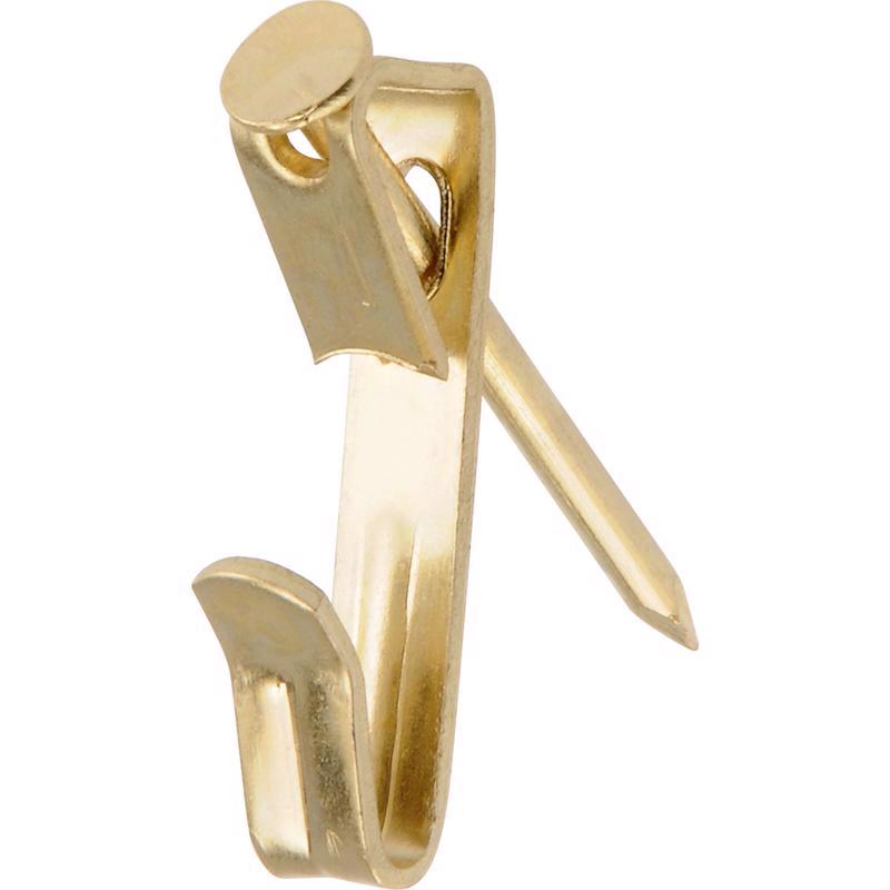 HILLMAN Brass-Plated Gold Conventional Picture Hanger 30 lb 6 pk, Pack of 10