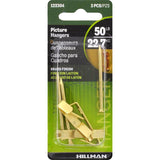 HILLMAN Brass-Plated Gold Conventional Picture Hanger 50 lb 3 pk, Pack of 10