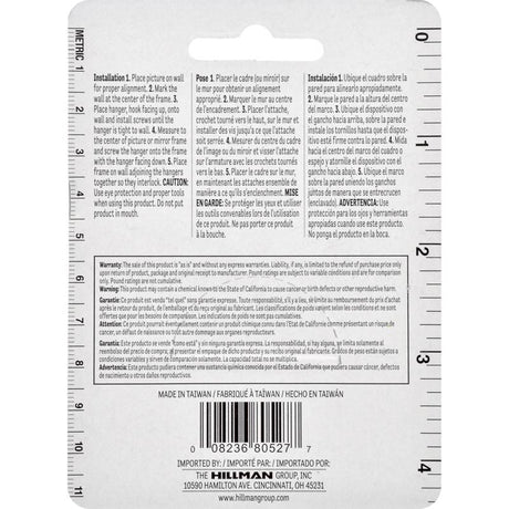 HILLMAN Silver Flush-Mount Picture Hanger 2 pk, Pack of 10