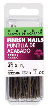 HILLMAN 4D 1-1/2 in. Finishing Polished Steel Nail Large Head, Pack of 6