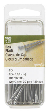 HILLMAN 6D 2 in. Box Polished Steel Nail Large Head, Pack of 6