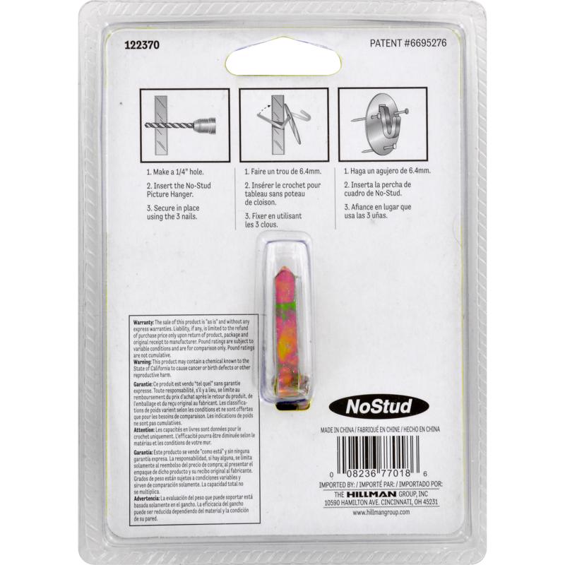 HILLMAN Zinc Drywall Picture Hanger 200 lb 1 pk, Pack of 5