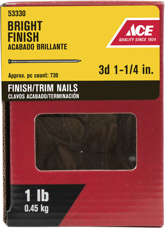 Ace 3D 1-1/4 in. Finishing Bright Steel Nail Countersunk Head 1 lb