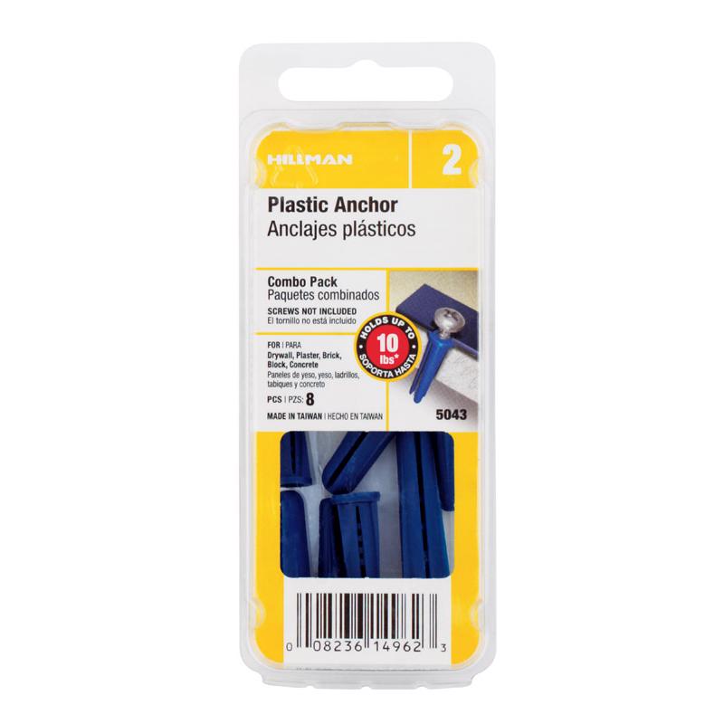 HILLMAN 0.4 in. D X 0.75 in. L Plastic Pan Head Conical Anchor Kit 8 pk, Pack of 10