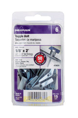 HILLMAN 1/8 in. D X 2 in. L Round Steel Toggle Bolt 15 pk, Pack of 5