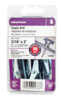HILLMAN 3/16 in. D X 3 in. L Round Zinc-Plated Steel Toggle Bolt 10 pk, Pack of 5