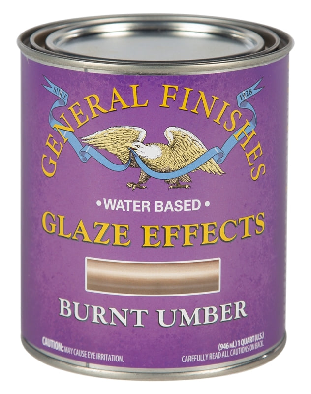 General Finishes QTBU Glaze Effect Paint, Burnt Umber, 1 qt, Can