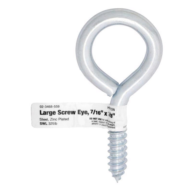Hampton 7/16 in. D X 3-7/8 in. L Zinc-Plated Steel Screw Eye 325 lb. cap. 10 pk, Pack of 10