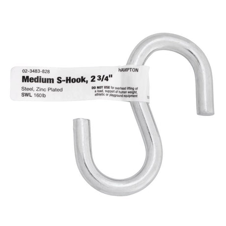 Hampton Medium Zinc-Plated Silver Steel 2.75 in. L S-Hook 160 lb 1 pk, Pack of 20