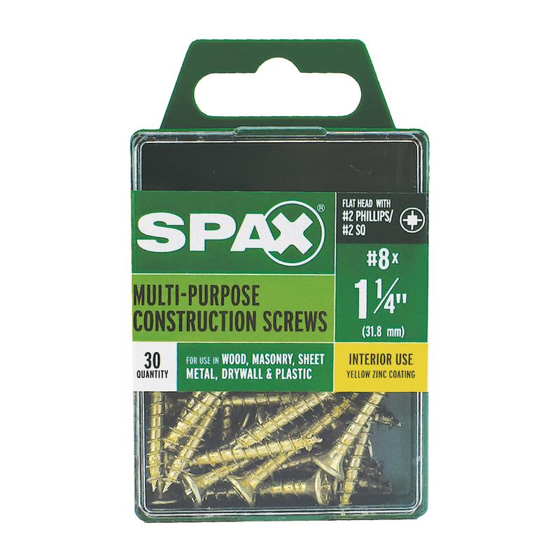 SPAX Multi-Material No. 8 Label X 1-1/4 in. L Unidrive Flat Head Serrated Construction Screws