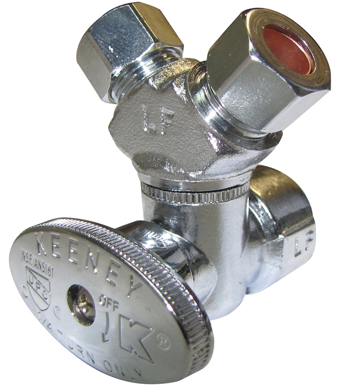 Plumb Pak PP2901VLF Stop Valve, 1/2 x 3/8 x 3/8 in Connection, FIP x Compression