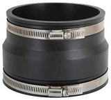 ProSource KJ-017 Coupling, 4 x 4 in, Clay to Asbestos Cement Fiber or Ductile Iron Pipes, PVC, Black
