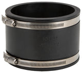 ProSource KJ-018 Coupling, 4 x 4 in, Clay to Clay, PVC, Black