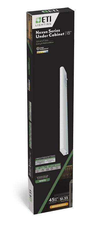 ETI Nexus Series B04016301A Under Cabinet Light, 120 V, 11 W, LED Lamp, 750 Lumens, Plastic Fixture