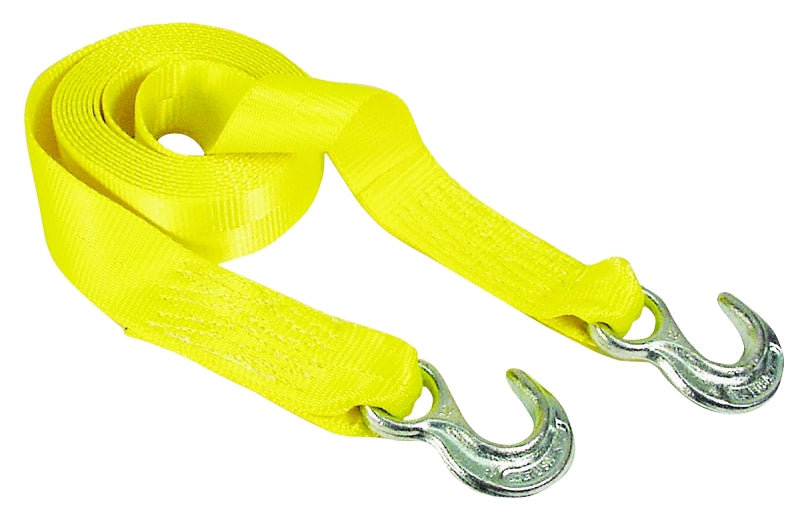 Keeper 89815 Tow Strap, 12,000 lb Rope, 5000 lb Vehicle, 2 in W, 15 ft L, Hook End, Polyester, Yellow, Pack of 5