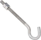 National Hardware 2163BC Series N221-713 Hook Bolt, 5/16-18 Thread, 3-1/4 in L Thread, 5 in L, Steel, Zinc-Plated