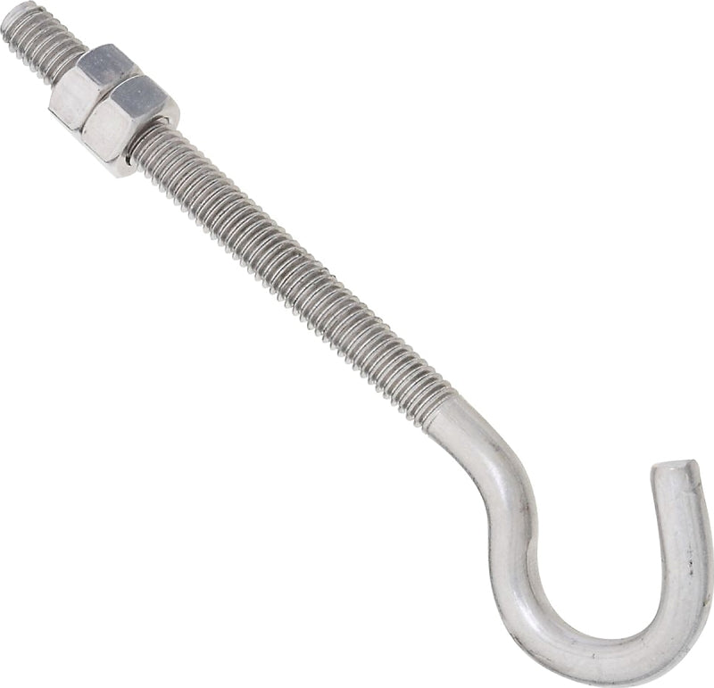 National Hardware 2163BC Series N221-713 Hook Bolt, 5/16-18 Thread, 3-1/4 in L Thread, 5 in L, Steel, Zinc-Plated