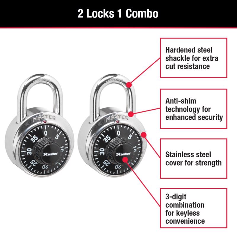 Master Lock 2 in. H X 7/8 in. W X 1-7/8 in. L Steel Anti-Shim Technology Combination Padlock