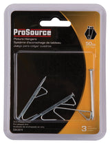 ProSource PH-121050-PS Picture Hanger, 50 lb, Steel, Zinc, Zinc, Nail-In Mounting