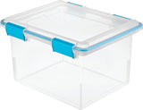 Sterilite 19334304 Gasket Box, Plastic, Blue Aquarium/Clear, 18-1/2 in L, 14-7/8 in W, 11-1/8 in H, Pack of 4