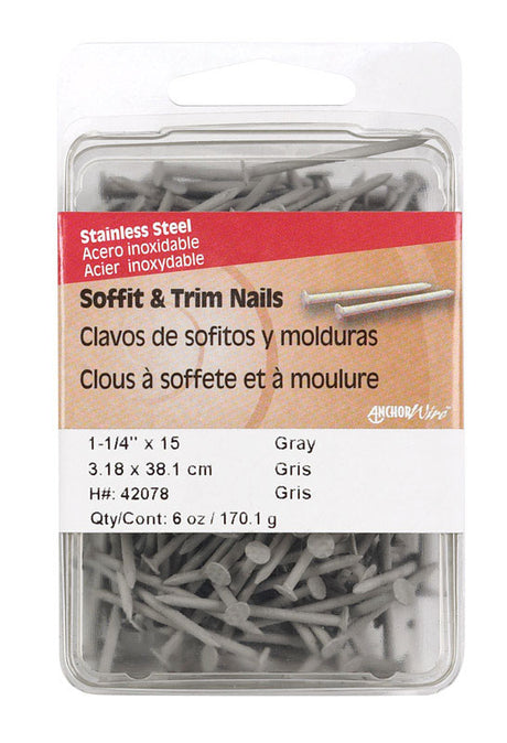 HILLMAN 1-1/4 in. Hanger Stainless Steel Nail Flat Head, Pack of 5