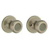 Kwikset 200T 5CP Passage Knob, Tylo, 2-19/32 in L x 2-5/8 in H Dimensions, Metal, Antique Brass