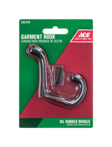 Ace 3 in. L Oil Rubbed Bronze Brown Brass Medium Heavy Duty Coat and Hat Hook 1 pk, Pack of 5