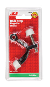 Ace 2-5/8 in. W Metal Chrome Black Hinge Pin Door Stop Mounts to door and wall, Pack of 5