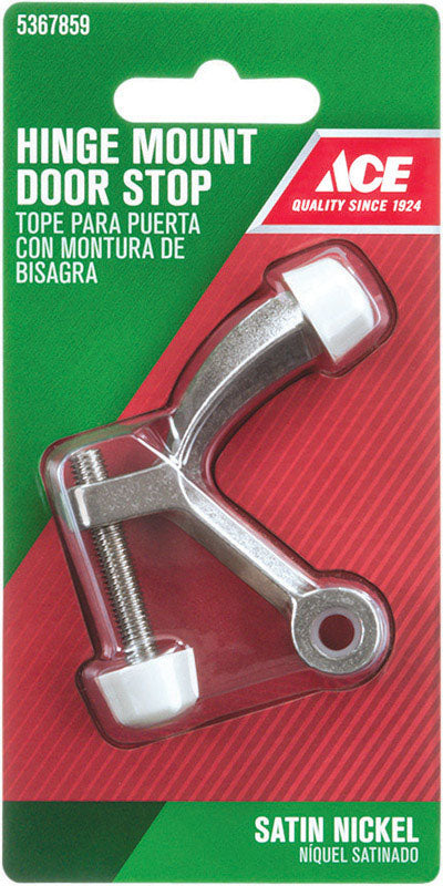 Ace 2-5/8 in. W Metal Satin Nickel Silver Hinge Pin Door Stop Mounts to door and wall 0 in., Pack of 5