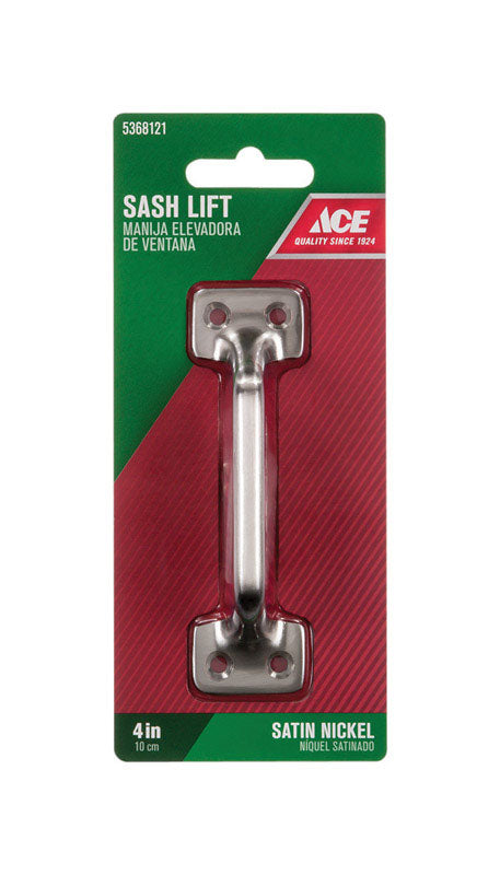 Ace 4 in. L Satin Nickel Nickel Universal Sash Lift Handle 1 pk, Pack of 5