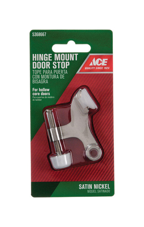 Ace Metal Satin Nickel Silver Hinge Pin Door Stop Mounts to door and wall 0 in., Pack of 5