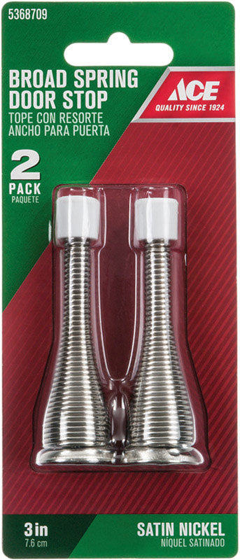 Ace 3 in. W Metal Satin Nickel Silver Spring Door Stop Mounts to door and wall 1/8 in., Pack of 5