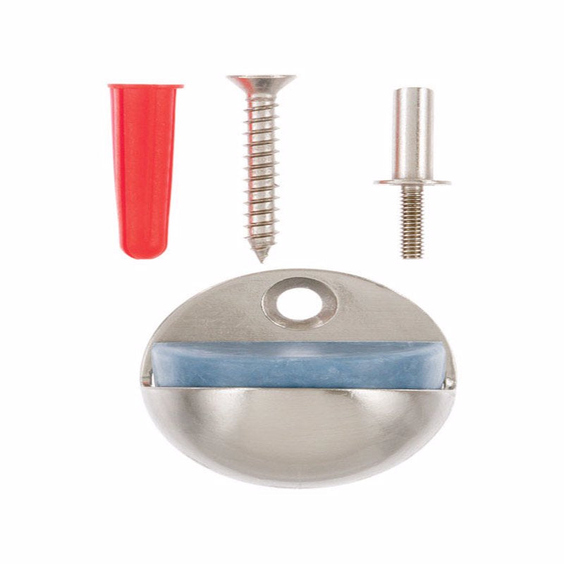 Ace 1-1/8 in. W Metal Satin Nickel Silver Door Stop Mounts to floor 1/4 in., Pack of 5