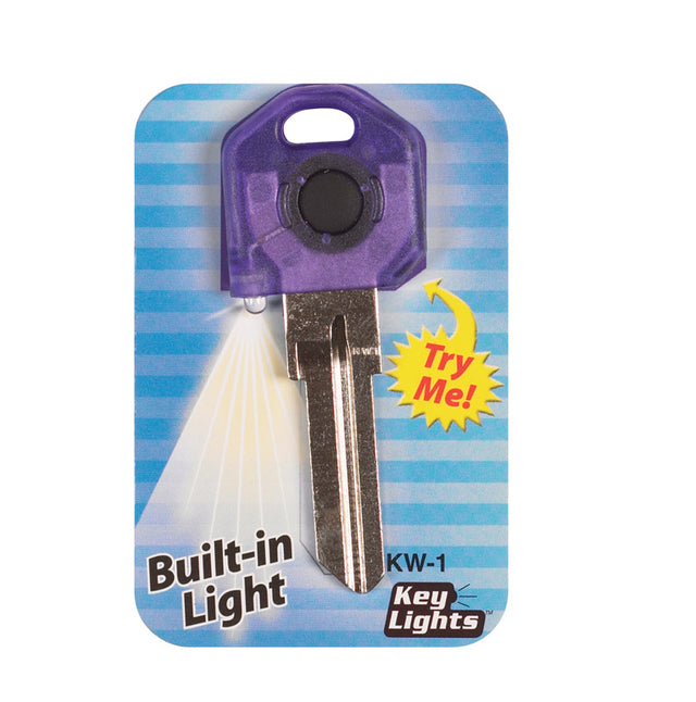 Giant Concepts LLC Keylights Purple Head House Key Blank w/Flashlight Single For Kwikset KW1/Weiser, Pack of 10