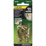 HILLMAN Brass-Plated Gold Drywall Picture Hook 35 lb 4 pk, Pack of 10