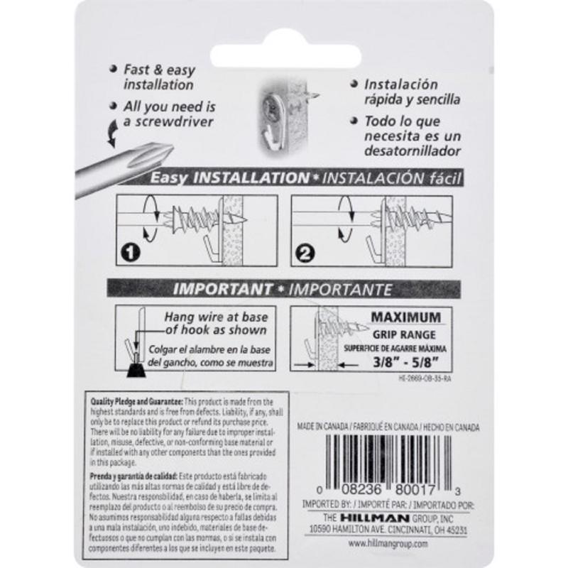 HILLMAN Wall Driller White Drywall Picture Hook 50 lb 6 pk