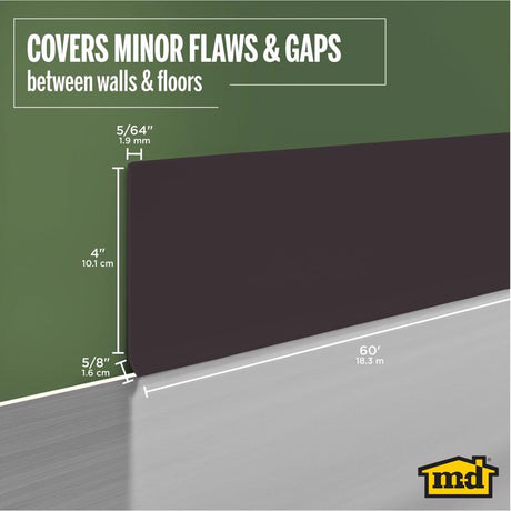 M-D Building Products 4 in. H X 0.08 in. W X 60 ft. L Prefinished Brown Vinyl Wall Base