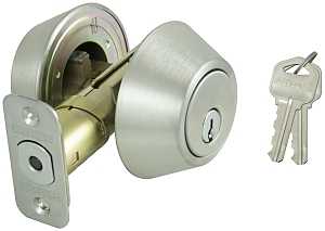 ProSource D262-RU5B Deadbolt, 3 Grade, Stainless Steel, 2-3/8 to 2-3/4 in Backset, KW1 Keyway, Pack of 3