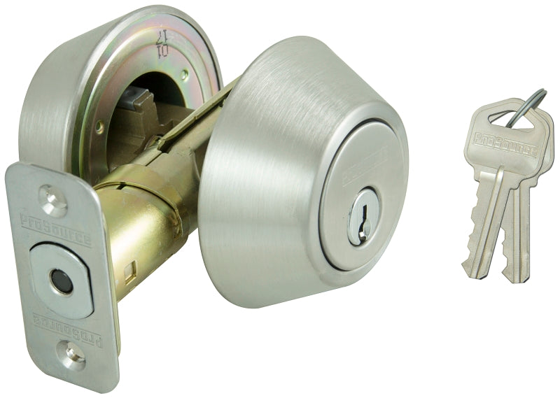 ProSource D262-RU5B Deadbolt, 3 Grade, Stainless Steel, 2-3/8 to 2-3/4 in Backset, KW1 Keyway, Pack of 3