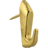 HILLMAN Brass-Plated Gold Push Pin Picture Hook 10 lb 5 pk, Pack of 10