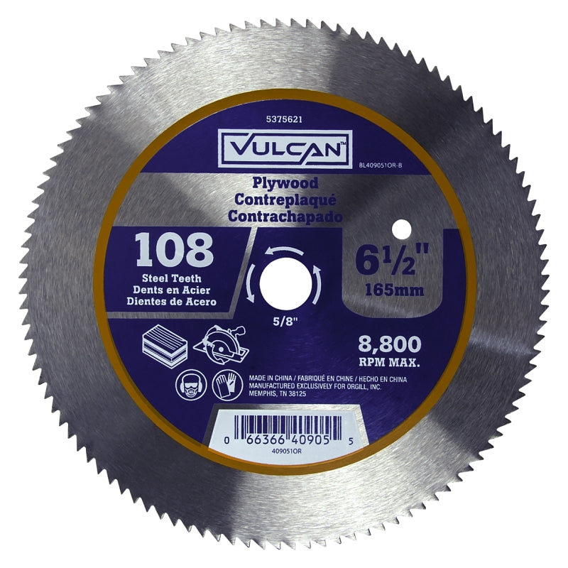 Vulcan 409051OR Circular Saw Blade, 6-1/2 in Dia, 5/8 and 13/16 Diamond in Arbor