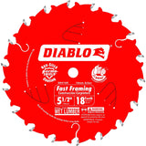 Diablo D055018WMX Fast Framing Saw Blade, 5-1/2 in Dia, 20 mm Arbor, 18-Teeth